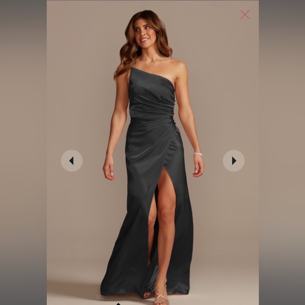 GALINA SIGNATURE charmeuse draped one-shoulder bridesmaid dress style # GS290018